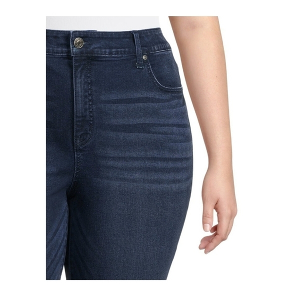 TERRA & SKY PLUS SIZE CORE SKINNY JEANS DARK BLUE WASH - Picture 7 of 15